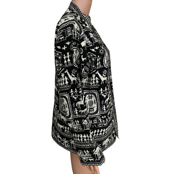 Sam Hilu Art To Wear Reversible Cotton Women's Jacket XS Black & Ivory New NWOT - Picture 2 of 7